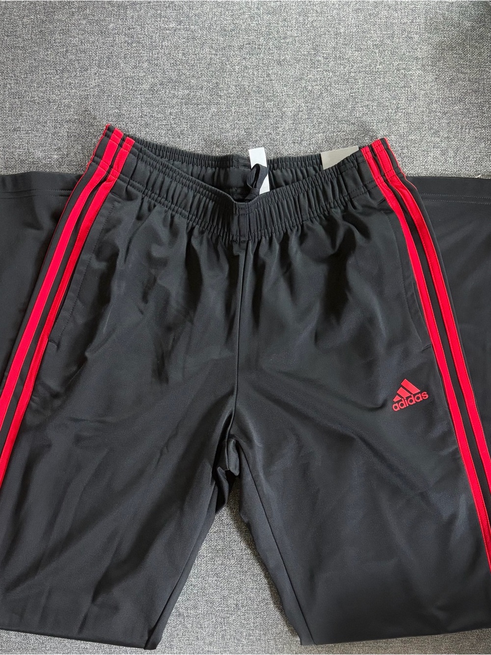 Adidas Black Track Shorts with Red Stripes